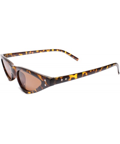 Cat Eye Stylish Womens Pointy Cat Eye Unique Narrow Slim Sunglasses - Tortoise - C518U4RG6Z6 $9.63