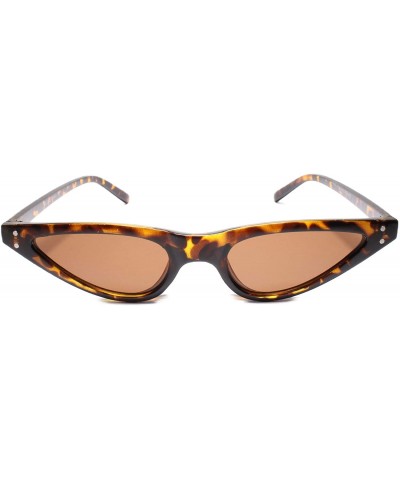 Cat Eye Stylish Womens Pointy Cat Eye Unique Narrow Slim Sunglasses - Tortoise - C518U4RG6Z6 $9.63