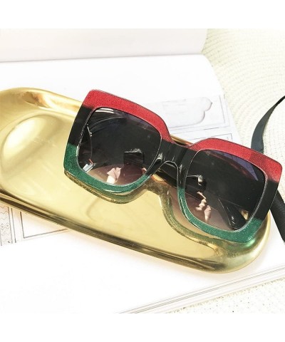 Wrap Vintage Oversized Square Luxury Sunglasses Fashion Gradient Lens Sunglasses Women Fashion Eyewear - Multicolor - CV196HE...