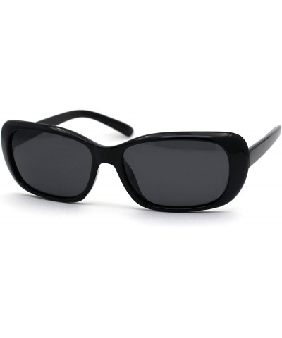 Rectangular Antiglare Polarized Lens Womens Narrow Rectangular Mod Retro Sunglasses - All Black - CK195LZ8SQD $15.51