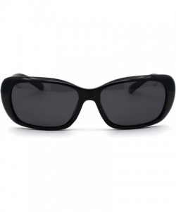 Rectangular Antiglare Polarized Lens Womens Narrow Rectangular Mod Retro Sunglasses - All Black - CK195LZ8SQD $15.51