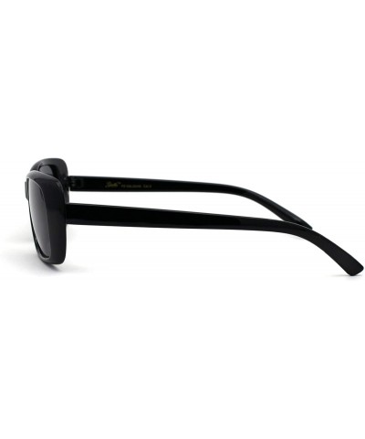 Rectangular Antiglare Polarized Lens Womens Narrow Rectangular Mod Retro Sunglasses - All Black - CK195LZ8SQD $15.51