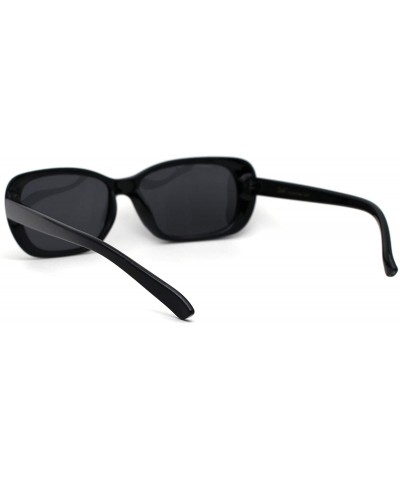 Rectangular Antiglare Polarized Lens Womens Narrow Rectangular Mod Retro Sunglasses - All Black - CK195LZ8SQD $15.51