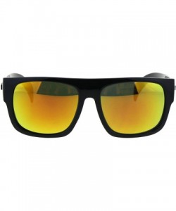 Square KUSH Sunglasses Mens Mirrored Lens Black Square Frame Shades UV 400 - Black (Orange Mirror) - CG18GRY2RZ4 $12.44