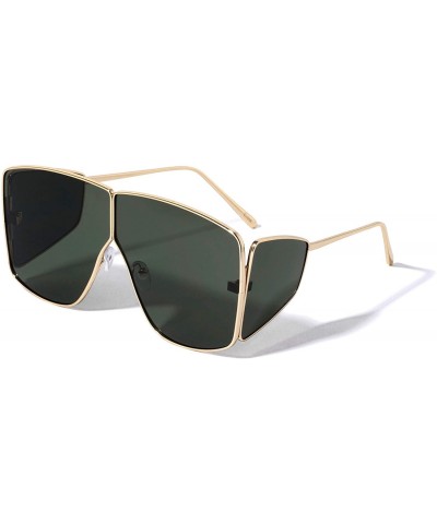 Shield Oversize Double Lens Side Shield Fashion Sunglasses - Green - CO196L4DXOL $16.55