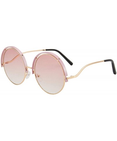 Round Women Oversized Round Sunglasses UV400 Lightweight PC Sunglasses Eyewear - Pink - C61974TQ0EO $30.78