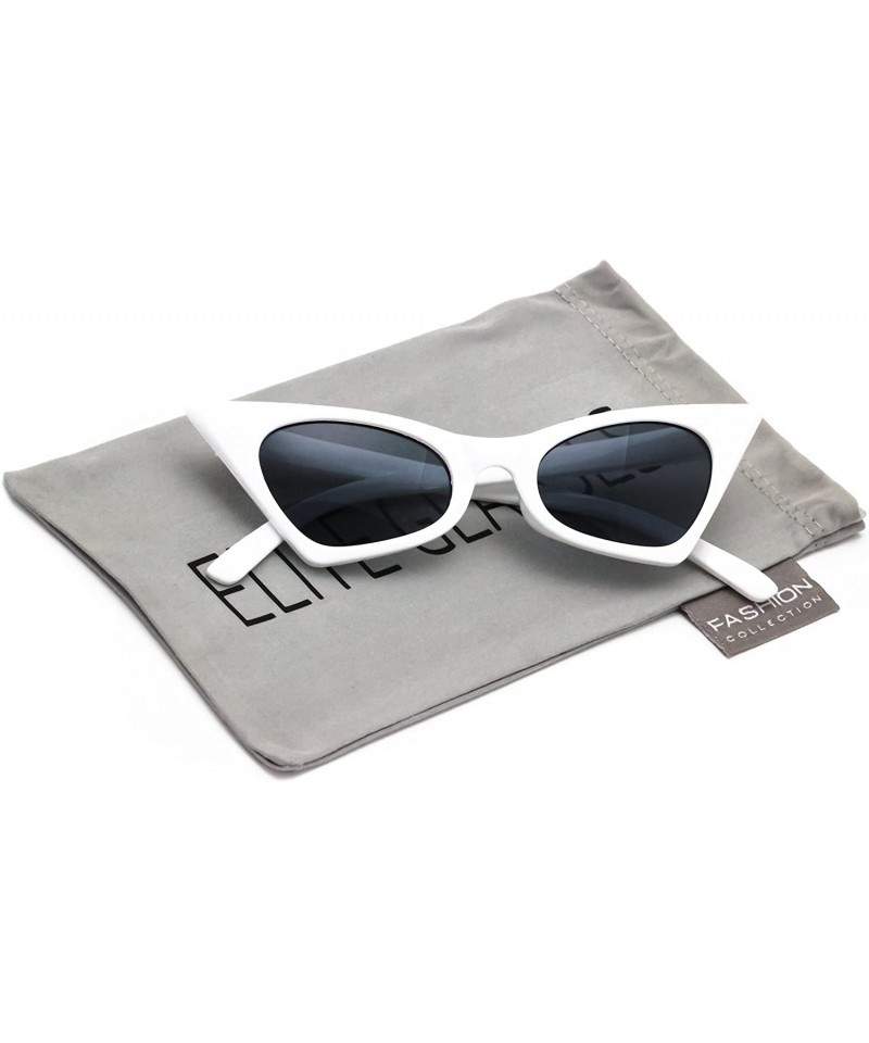 Cat Eye Small Cat Eye Sunglasses For Women High Pointed Tinted Color Lens New - White / Black - C3180750LQ7 $8.06
