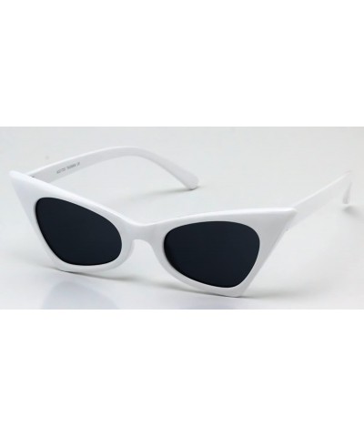 Cat Eye Small Cat Eye Sunglasses For Women High Pointed Tinted Color Lens New - White / Black - C3180750LQ7 $8.06