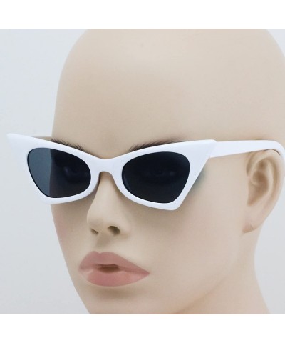 Cat Eye Small Cat Eye Sunglasses For Women High Pointed Tinted Color Lens New - White / Black - C3180750LQ7 $8.06