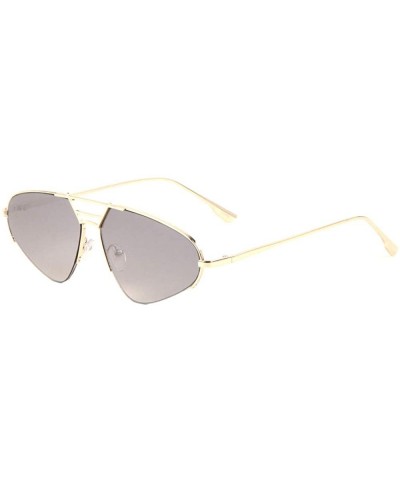 Oval Retro Geometric Semi Oval Thin Frame Sunglasses - Smoke - CK197S82Z6W $14.44