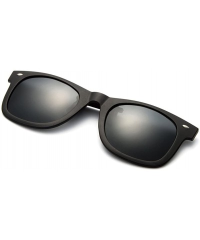 Round Newbee Fashion Polarized Clip Sunglasses - 50mm 2 Pack Black-w/Pouch - CI186GI9L9A $16.58