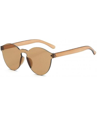 Rimless Summer Women Rimless Sunglasses Transparent Shades Sun Glasses Female Cool Candy Color UV400 Eyewear - Tea - C718T9X0...