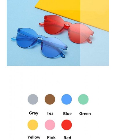 Rimless Summer Women Rimless Sunglasses Transparent Shades Sun Glasses Female Cool Candy Color UV400 Eyewear - Tea - C718T9X0...