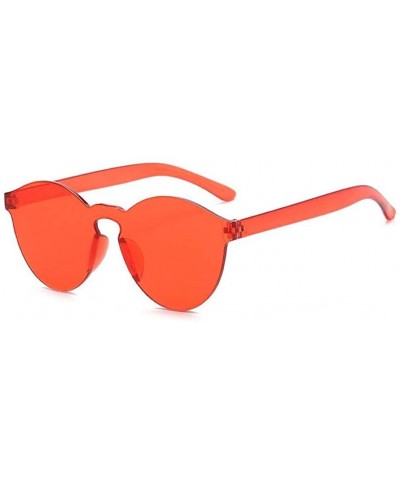 Rimless Summer Women Rimless Sunglasses Transparent Shades Sun Glasses Female Cool Candy Color UV400 Eyewear - Tea - C718T9X0...