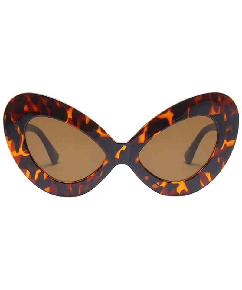 Goggle Women Vintage Big Oval Shape Frame Sunglasses Fashion Bat Eyes Eyewear Ladies - D - C018TO66GAC $5.78