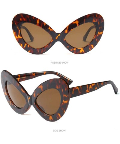 Goggle Women Vintage Big Oval Shape Frame Sunglasses Fashion Bat Eyes Eyewear Ladies - D - C018TO66GAC $5.78