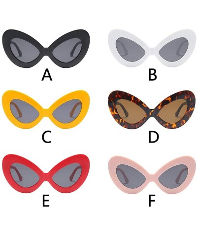 Goggle Women Vintage Big Oval Shape Frame Sunglasses Fashion Bat Eyes Eyewear Ladies - D - C018TO66GAC $5.78