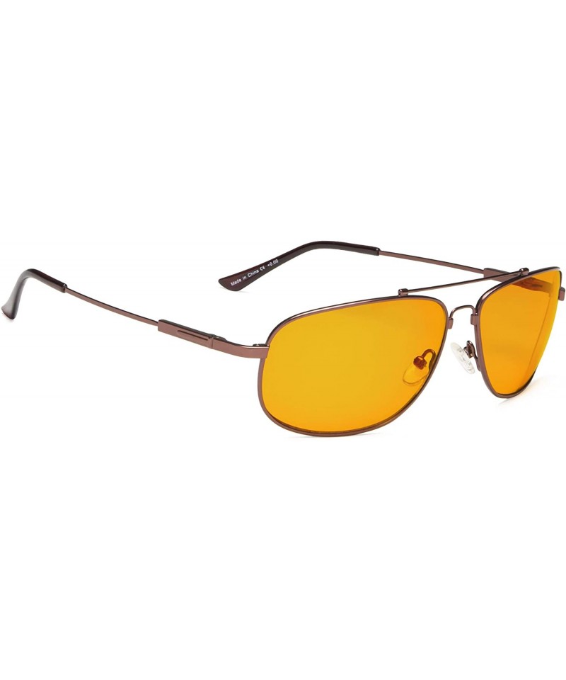 Aviator Light Blocking Glasses Amber(Orange) Tinted Lens Blocks 100% of Blue/UV Rays Memory Frame Men Women - Brown - C218Q7Q...