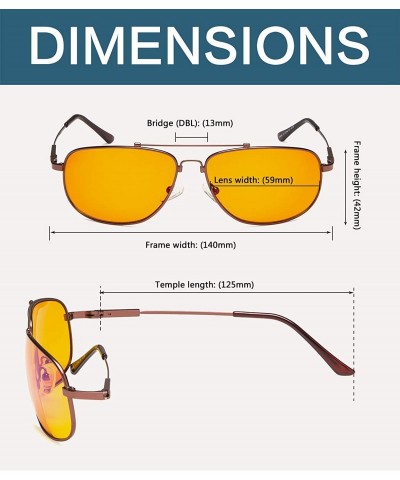 Aviator Light Blocking Glasses Amber(Orange) Tinted Lens Blocks 100% of Blue/UV Rays Memory Frame Men Women - Brown - C218Q7Q...