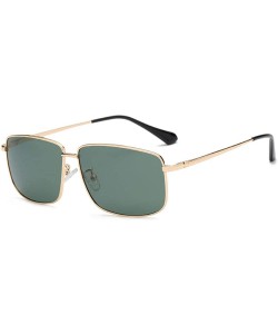 Oval Men's sunglasses driving mirror frame polarized sunglasses - Gold Frame Green Film - CK190MEAA8Z $66.23