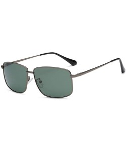 Oval Men's sunglasses driving mirror frame polarized sunglasses - Gold Frame Green Film - CK190MEAA8Z $66.23