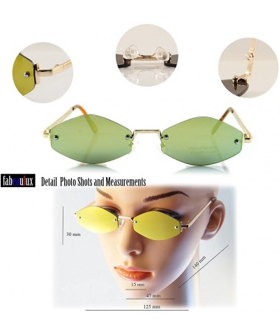Oval Rimless Slim Diamond Hexagonal Tinted Mirrord Flat Lens Sunglasses A170 A175 - (A175) Silver Blue Rv - CY18DI3WDOR $24.77