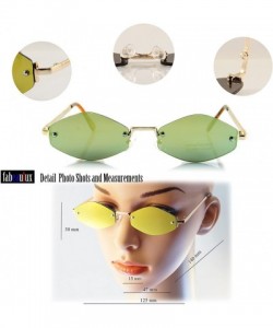 Oval Rimless Slim Diamond Hexagonal Tinted Mirrord Flat Lens Sunglasses A170 A175 - (A175) Silver Blue Rv - CY18DI3WDOR $24.77