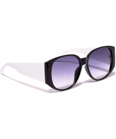 Round Women's Classic Round Sunglasses Plastic Frame - Black/White - CX18WKKXEK7 $11.22