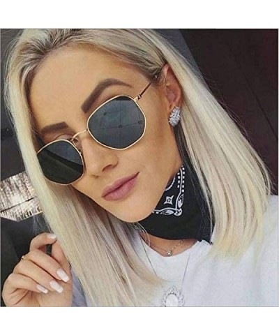 Square Hexagonal Polarized Sunglasses Men Women - Kimgray - CA18HXZXYNY $7.51