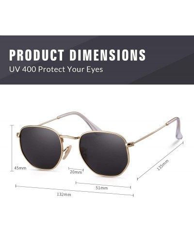 Square Hexagonal Polarized Sunglasses Men Women - Kimgray - CA18HXZXYNY $7.51