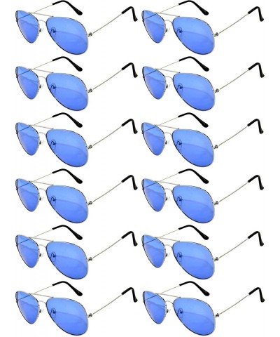 Aviator Women's Men's Sunglasses Aviator Metal Frame Colored Lens - Blue_12p - C5187Y6S0SE $23.06