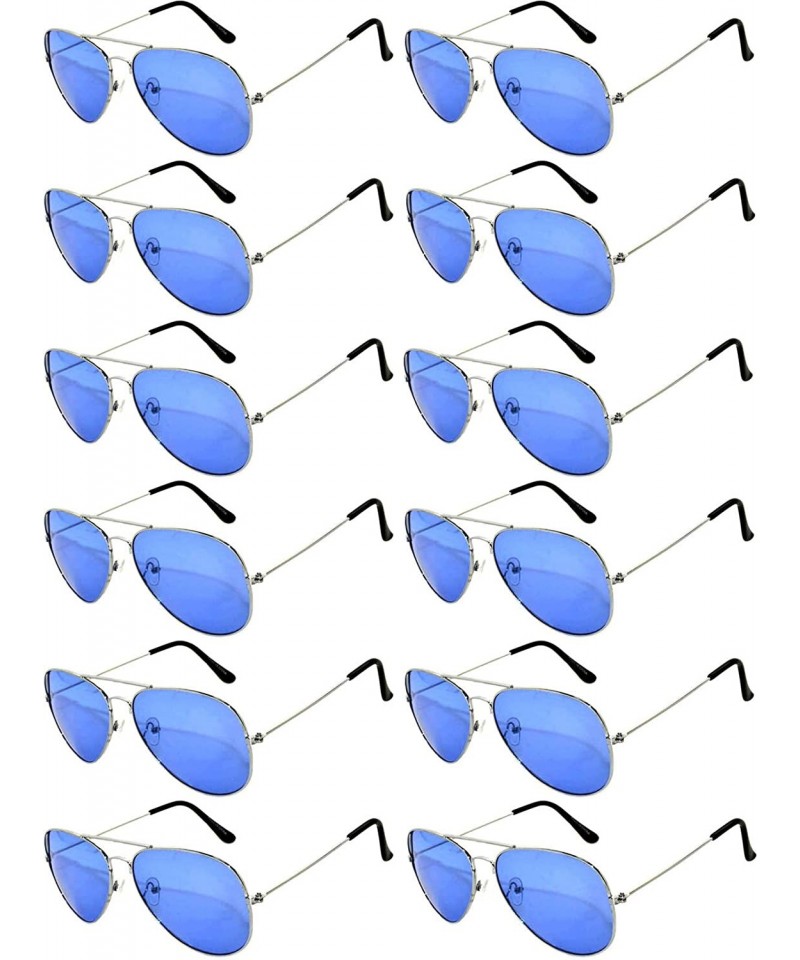 Aviator Women's Men's Sunglasses Aviator Metal Frame Colored Lens - Blue_12p - C5187Y6S0SE $23.06