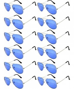 Aviator Women's Men's Sunglasses Aviator Metal Frame Colored Lens - Blue_12p - C5187Y6S0SE $23.06