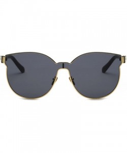 Round Integral Round Women Fashion Designer Sunglasses Metal Frame Colored Lens - 86036_c5_black_gold_smoke - CU12O8JWBFR $11.87