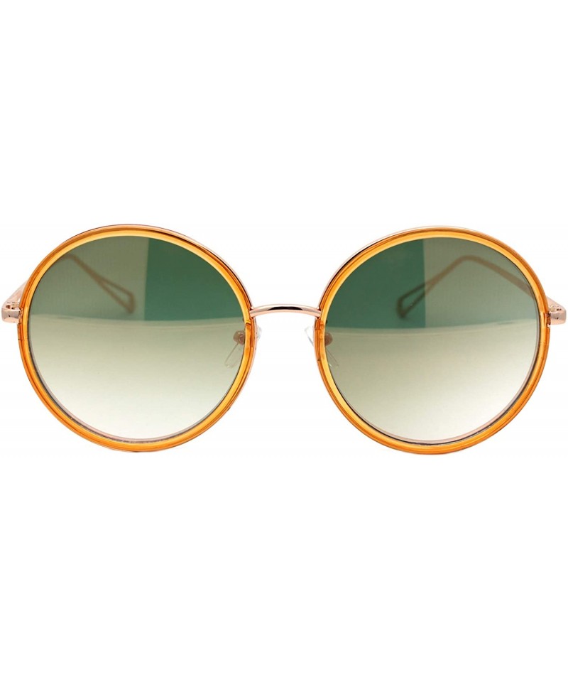 Oversized Womens Oversized Round Sunglasses Metal & Plastic Double Frame UV 400 - Gold Orange (Peach Mirror) - CH195OEDXYM $1...