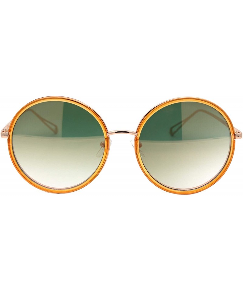 Oversized Womens Oversized Round Sunglasses Metal & Plastic Double Frame UV 400 - Gold Orange (Peach Mirror) - CH195OEDXYM $1...