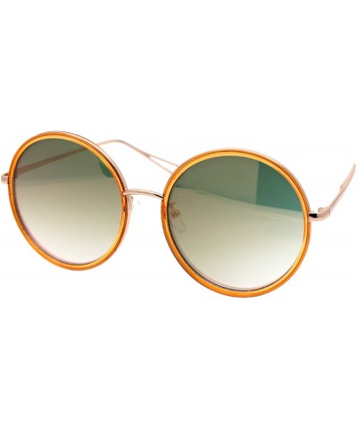 Oversized Womens Oversized Round Sunglasses Metal & Plastic Double Frame UV 400 - Gold Orange (Peach Mirror) - CH195OEDXYM $1...