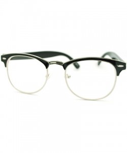 Wayfarer Round Keyhole Clear Lens Eyeglasses Womens Half Horn Rim Vintage Frame - Black - C611DIXKFD5 $8.86