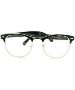 Wayfarer Round Keyhole Clear Lens Eyeglasses Womens Half Horn Rim Vintage Frame - Black - C611DIXKFD5 $8.86