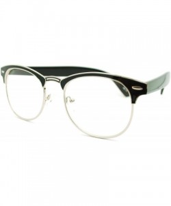 Wayfarer Round Keyhole Clear Lens Eyeglasses Womens Half Horn Rim Vintage Frame - Black - C611DIXKFD5 $8.86