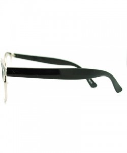Wayfarer Round Keyhole Clear Lens Eyeglasses Womens Half Horn Rim Vintage Frame - Black - C611DIXKFD5 $8.86