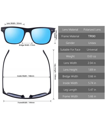 Square Polarized Sunglasses for Men and Women Uv Protection - Mens Womens Mirrored Sunglasses for Wayfarer Driving. - C418S2T...