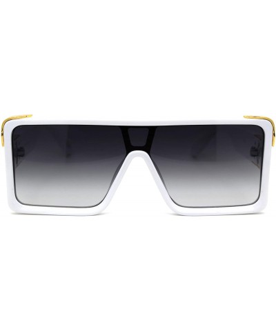 Shield Flat Top Shield Rectangle Mobster Plastic Sunglasses - White Smoke - CL193GRQ8NZ $15.12