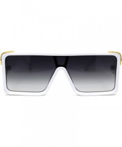 Shield Flat Top Shield Rectangle Mobster Plastic Sunglasses - White Smoke - CL193GRQ8NZ $15.12