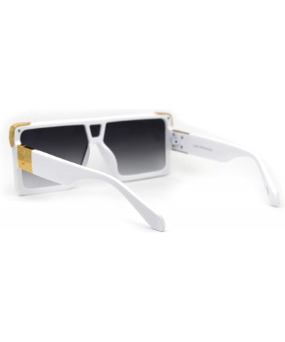 Shield Flat Top Shield Rectangle Mobster Plastic Sunglasses - White Smoke - CL193GRQ8NZ $15.12