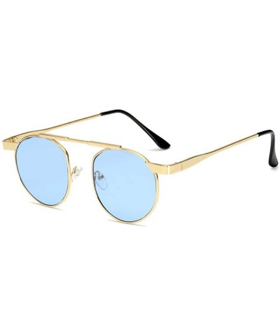Oval Women Tiny Sunglasses with Small Oval Lens And Metal Frames Optional - Blue - CF18DG8XTUO $25.63