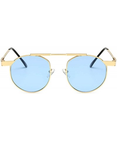 Oval Women Tiny Sunglasses with Small Oval Lens And Metal Frames Optional - Blue - CF18DG8XTUO $12.31