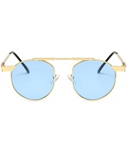 Oval Women Tiny Sunglasses with Small Oval Lens And Metal Frames Optional - Blue - CF18DG8XTUO $12.31