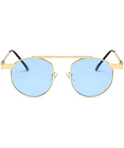 Oval Women Tiny Sunglasses with Small Oval Lens And Metal Frames Optional - Blue - CF18DG8XTUO $12.31