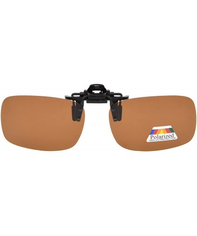 Square Flip-up Clip-on Sunglasses Polarized Lens 59mm Wide x 39mm Height Millimeters - 3 Brown - CS18NS4D45A $13.73